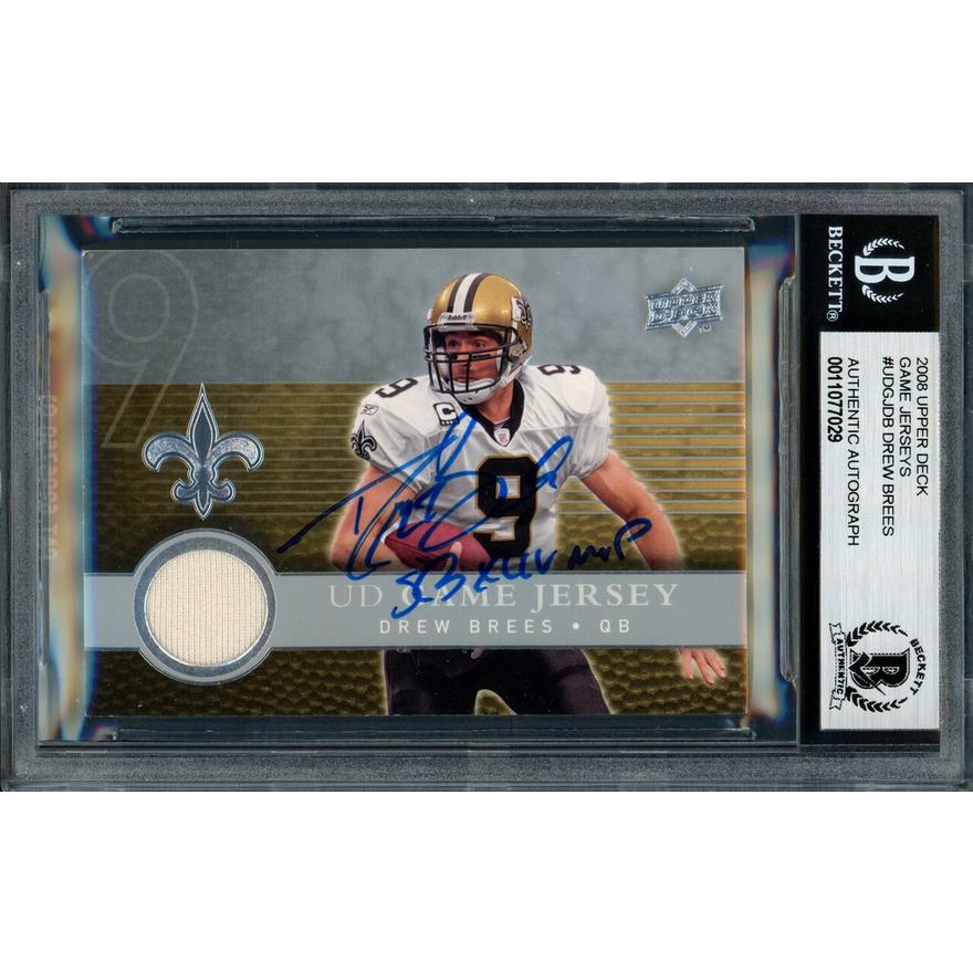 Drew Brees Autographed 2008 Upper Deck Game Jersey Gold Card #UDGJ-DB New  Orleans Saints SB XLIV MVP Beckett