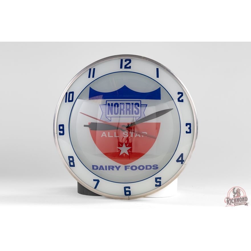 Norris All Star Dairy Foods Lighted Double-Bubble Clock