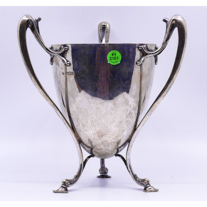 English Sterling Art Nouveau 3 Handled Loving Cup- 10x9''- 1052g