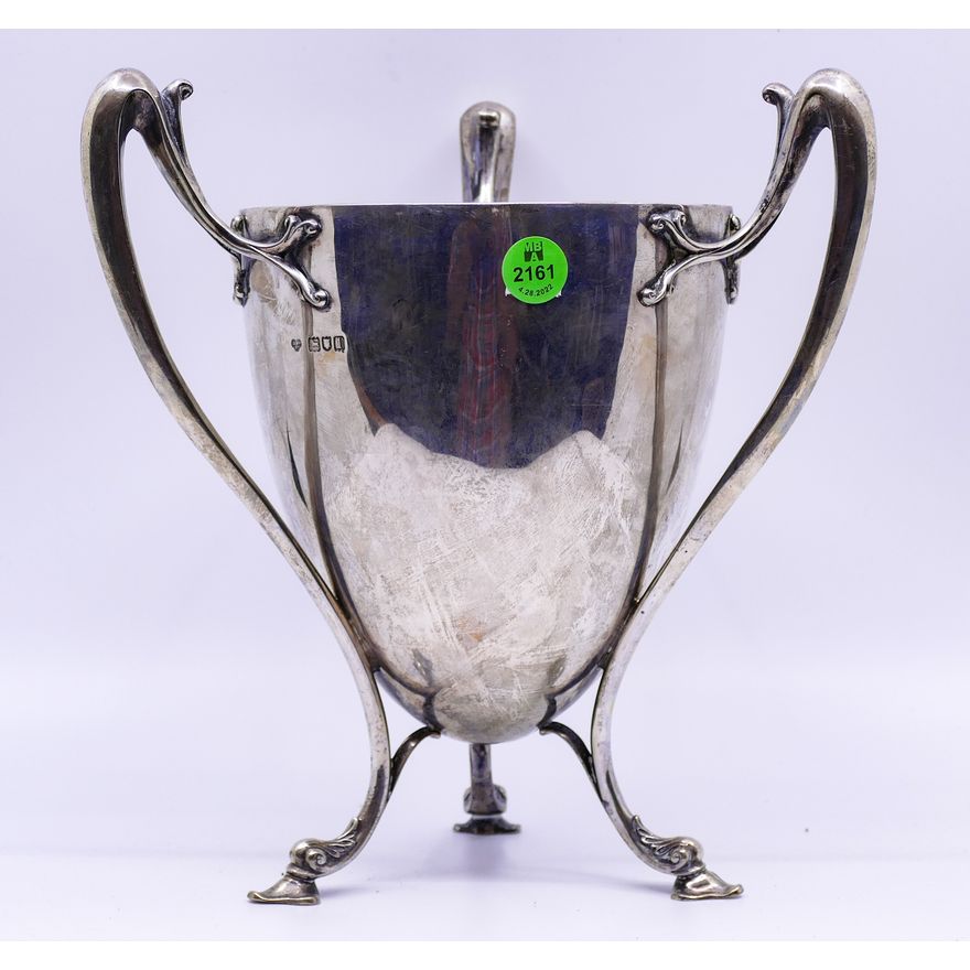 English Sterling Art Nouveau 3 Handled Loving Cup- 10x9''- 1052g