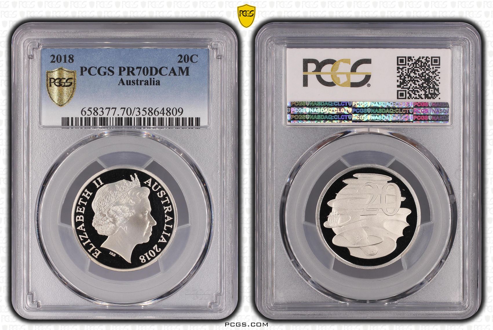 Top pop, Twenty Cent, 2018, PCGS PR70DCAM
