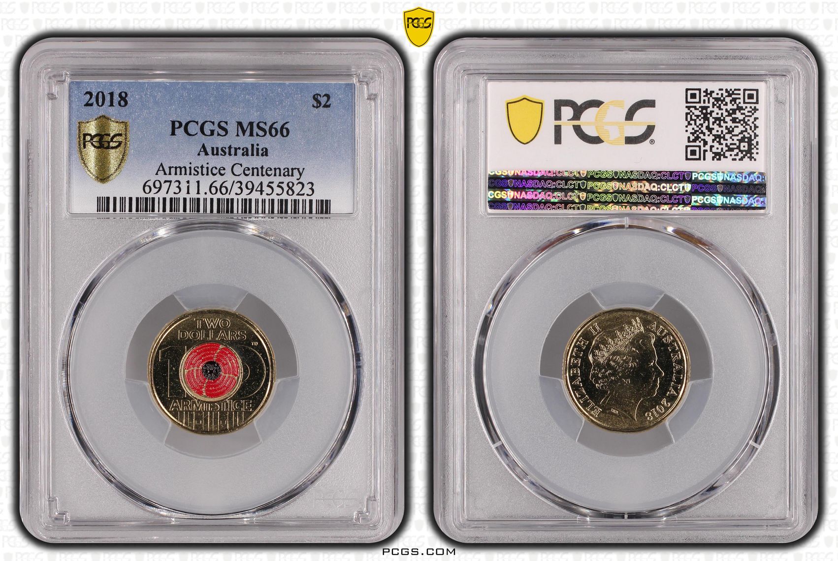 Armistice Centenary, Two Dollar, 2018, PCGS MS66