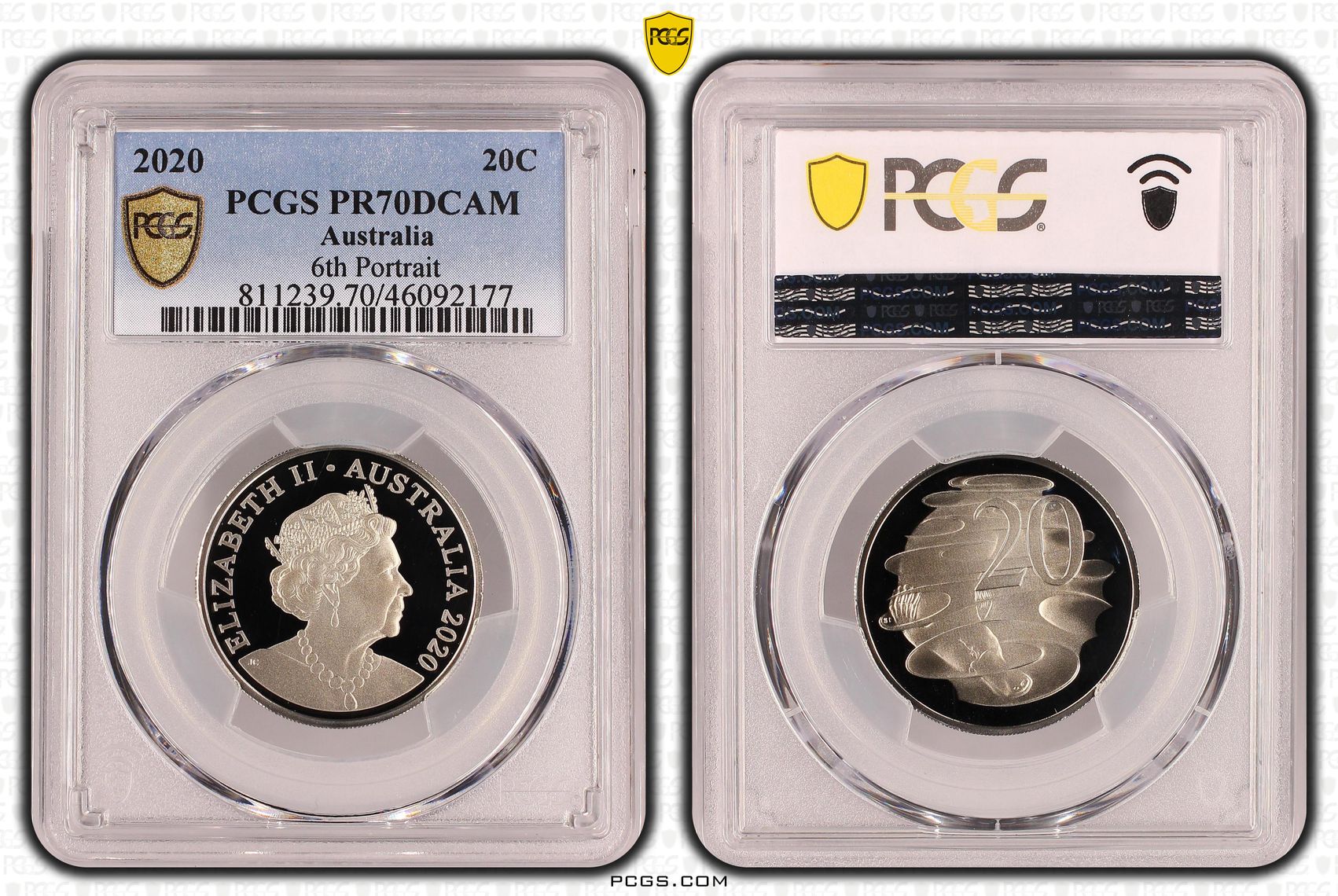 Elizabeth II, 6th Portrait, Twenty Cents, 2020, PCGS PR 70DCAM