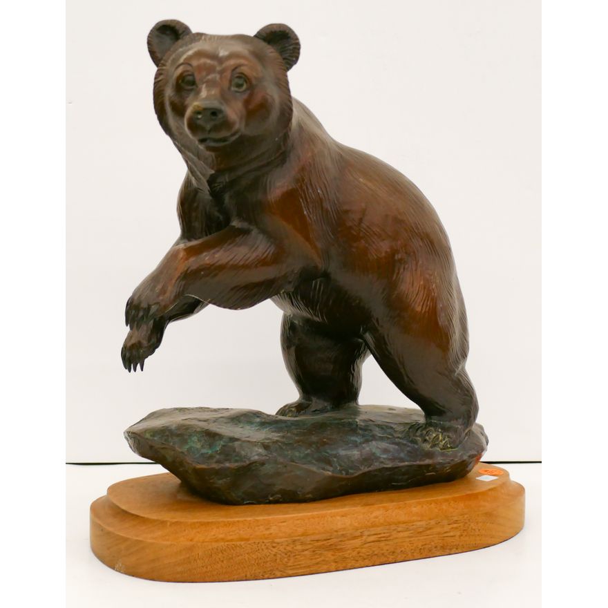 Jacques Mary Regat Bear Bronze Sculpture S/N 14''