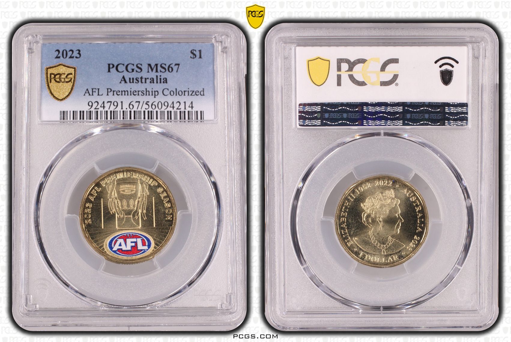 AFL Premiership Colorized, One Dollar, 2023, PCGS MS67