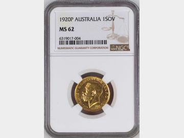 1920 GEORGE V PERTH MINT GOLD SOVEREIGN MS62