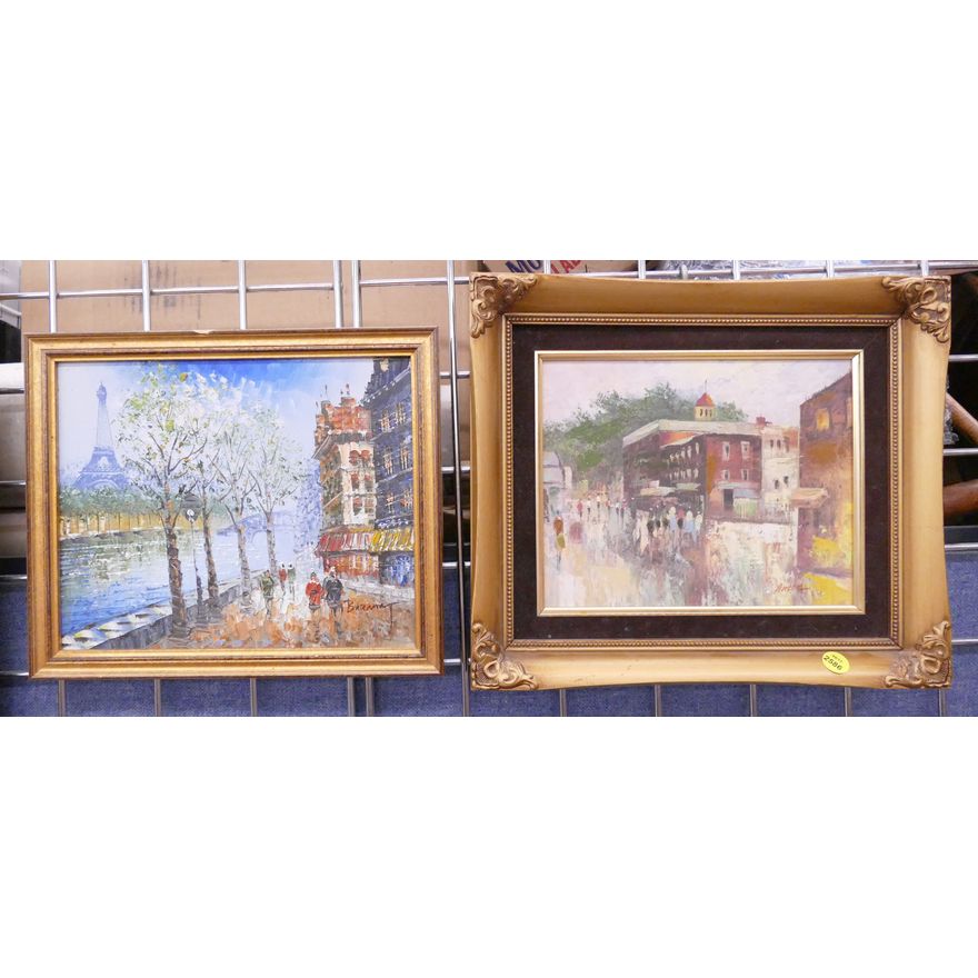 2pc Parisian Street Scene Small Artworks- 12x14'' largest
