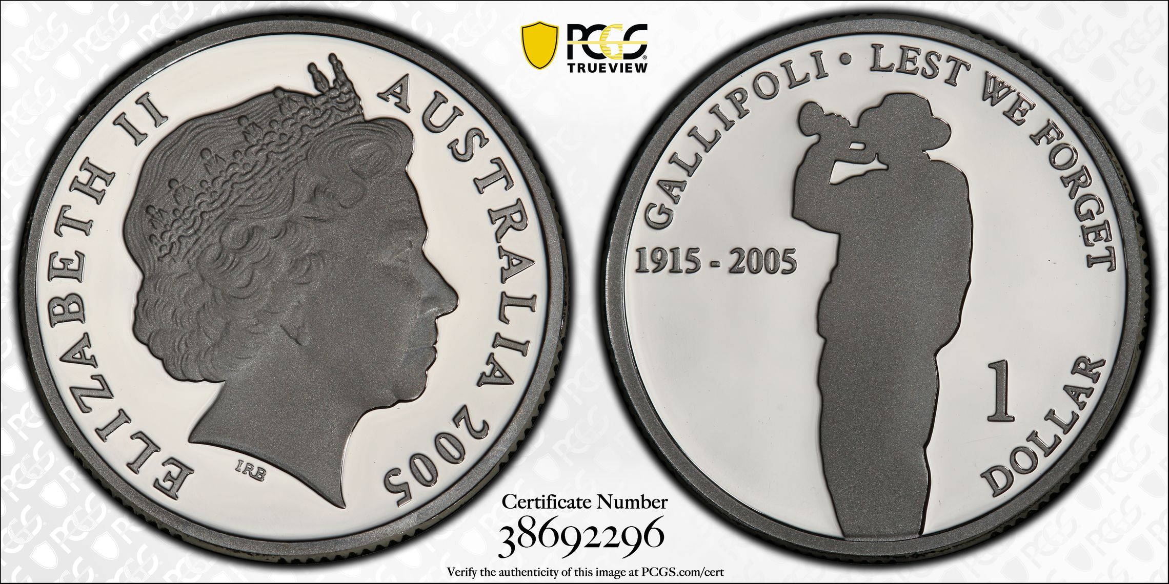 2005 Australia One Dollar, $1 Silver Gallipoli Silver PCGS - PR69DCAM -296