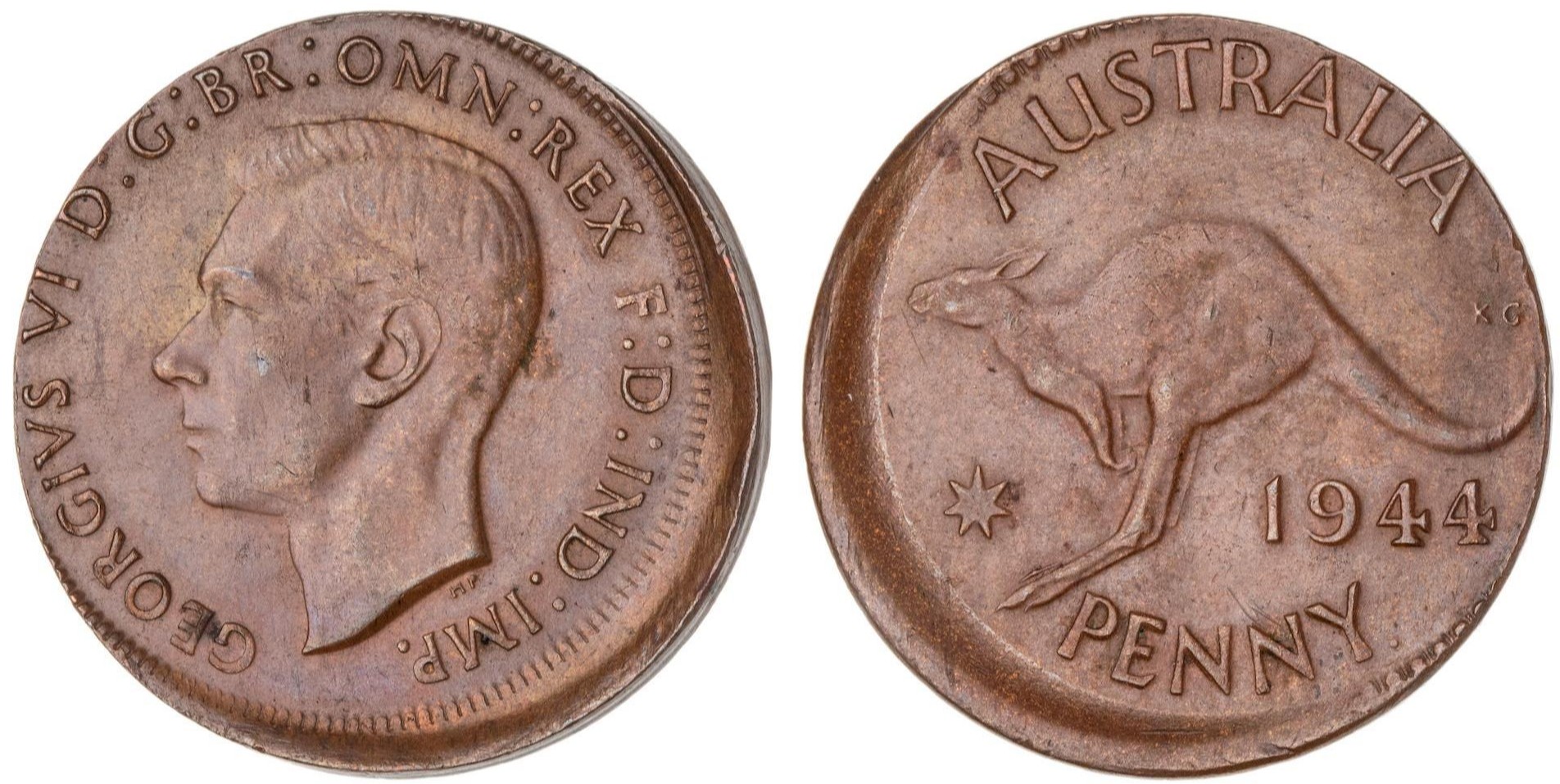 George VI, Penny, 1944, UNC