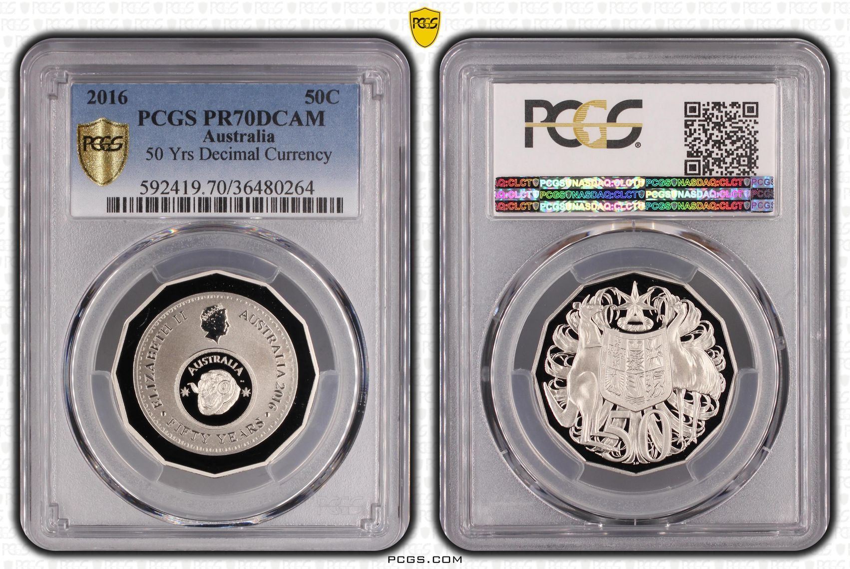 50th Ann. Decimal Currency, Fifty Cent, 2016, PCGS PR70DCAM