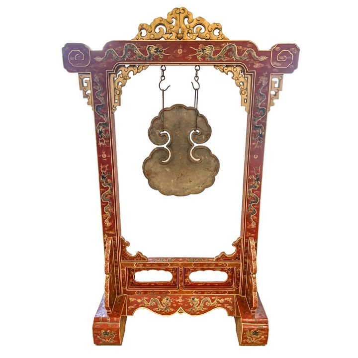 Chinese Gilt Lacquered Large Dragon Gong