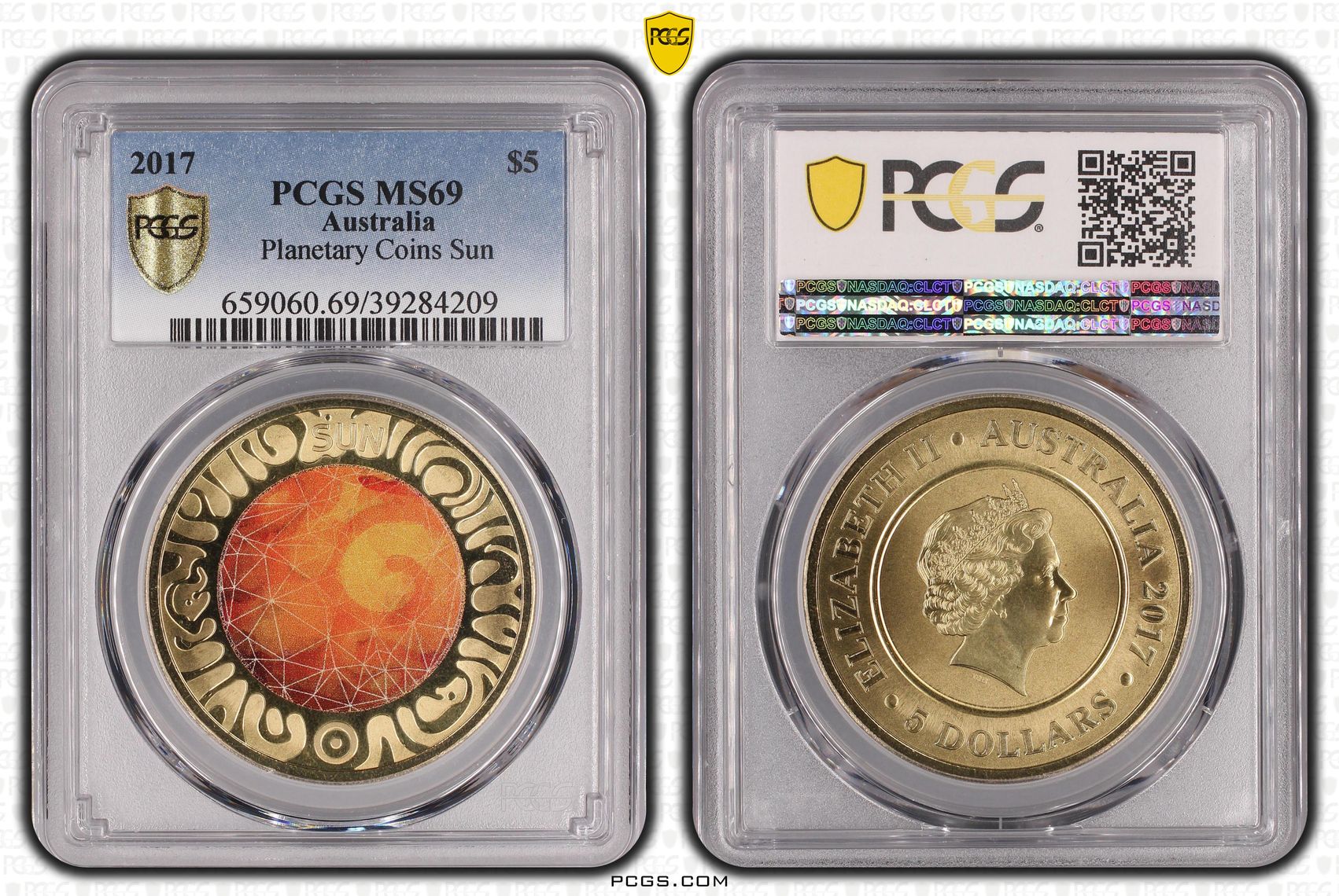 Planetary Coins Sun Colorized, Five Dollar, 2017, PCGS MS69