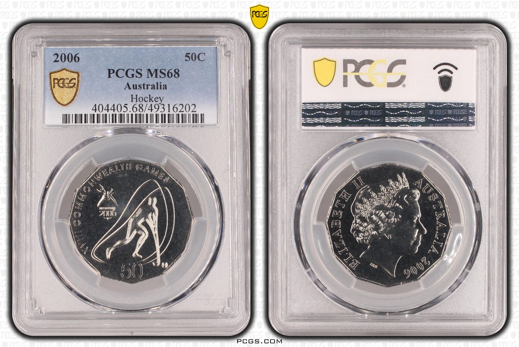 327 · Elizabeth II, Hockey  POP 18/0, Fifty Cent, 2006, PCGS MS68