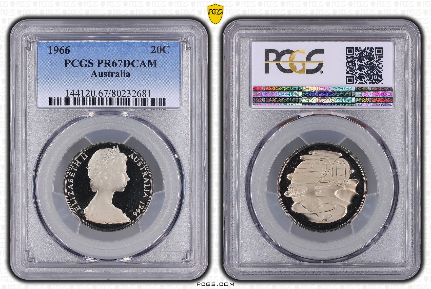 Elizabeth II, Twenty Cent, 1966, PCGS PR67DCAM