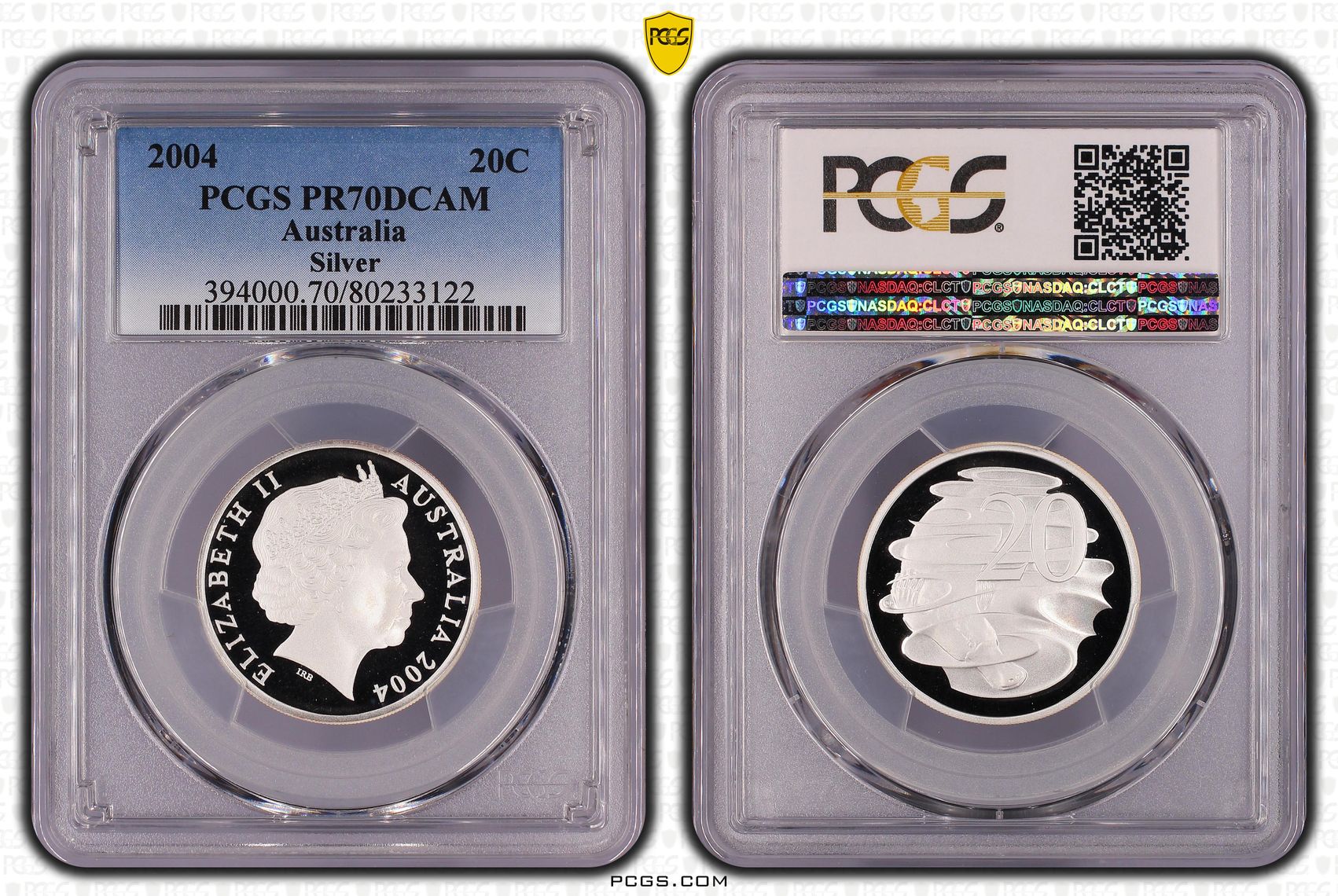 225 · 2004 Australia Twenty Cent, 20c Silver  PCGS - PR70DCAM POP 16/0 -122