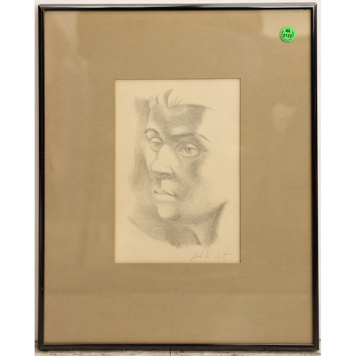 Jack McLarty ''Self Portrait'' 1942 Lithograph Framed 17''x13.5''