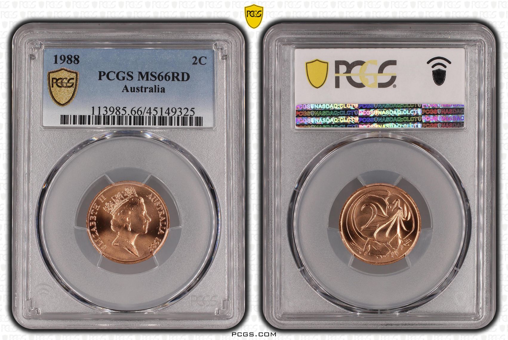 1988 Australia Two Cent, 2c PCGS - MS66RD -325
