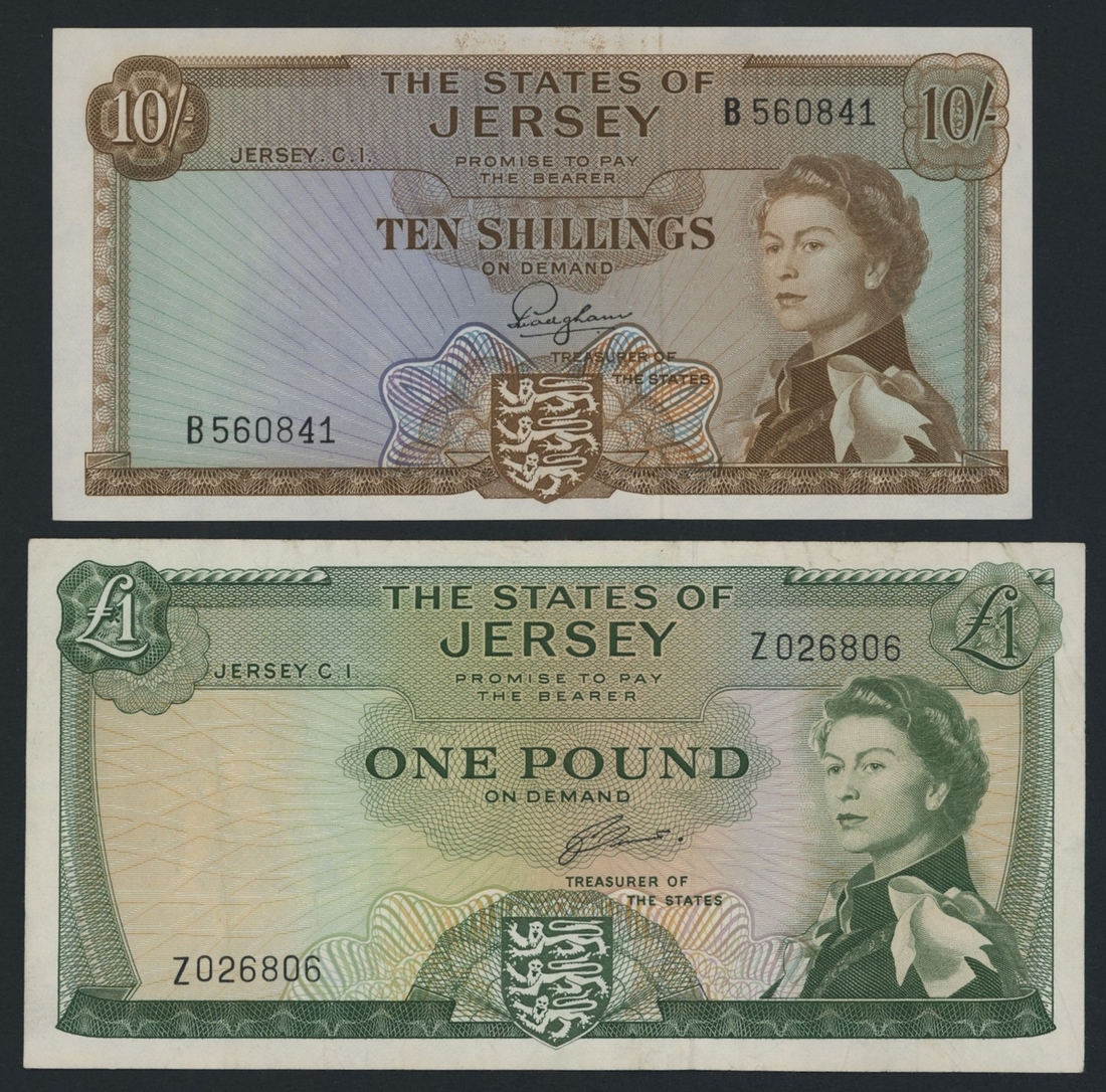 States of Jersey, [5 notes] 10/- Shillings, £1, £5, £10, £20, ND (1963 ...