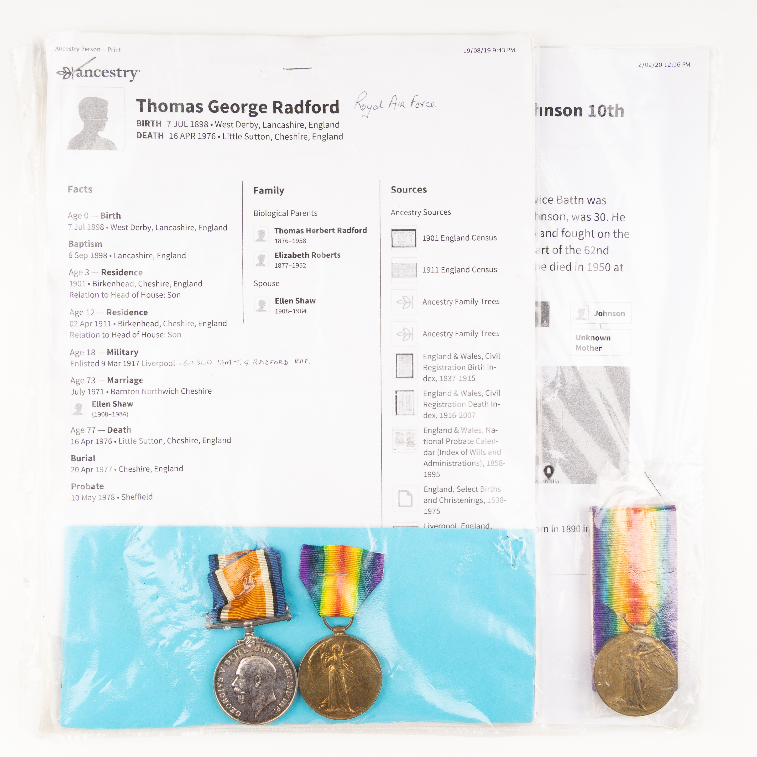 George V, Victory Medal & British War Medal, 1914 - 1918, VF