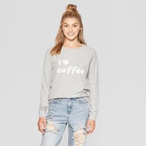 WOMEN'S I LOVE COFFEE GRAPHIC PULLOVER SWEATSHIRT - GRAYSON THREADS SIZE LG