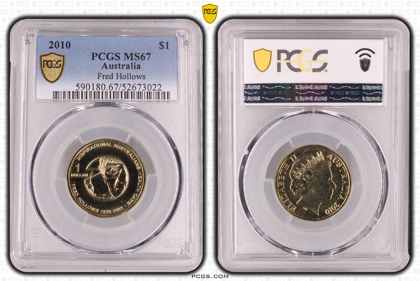Fred Hollows, One Dollar, 2010, PCGS MS67