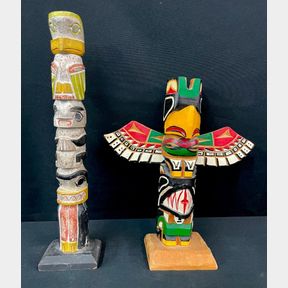 Two Vintage Northwest Coast Totem Poles