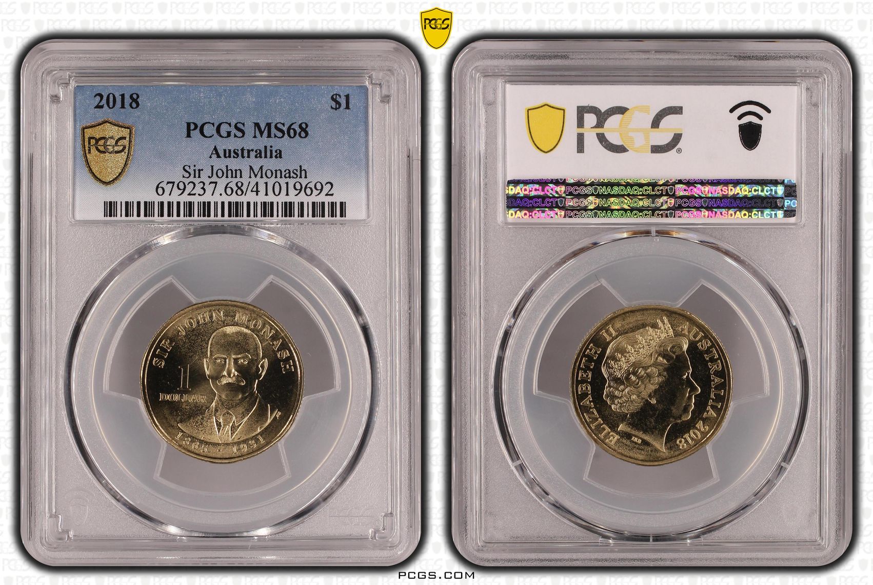 Elizabeth II, Sir John Monash, One Dollar, 2018, PCGS MS68