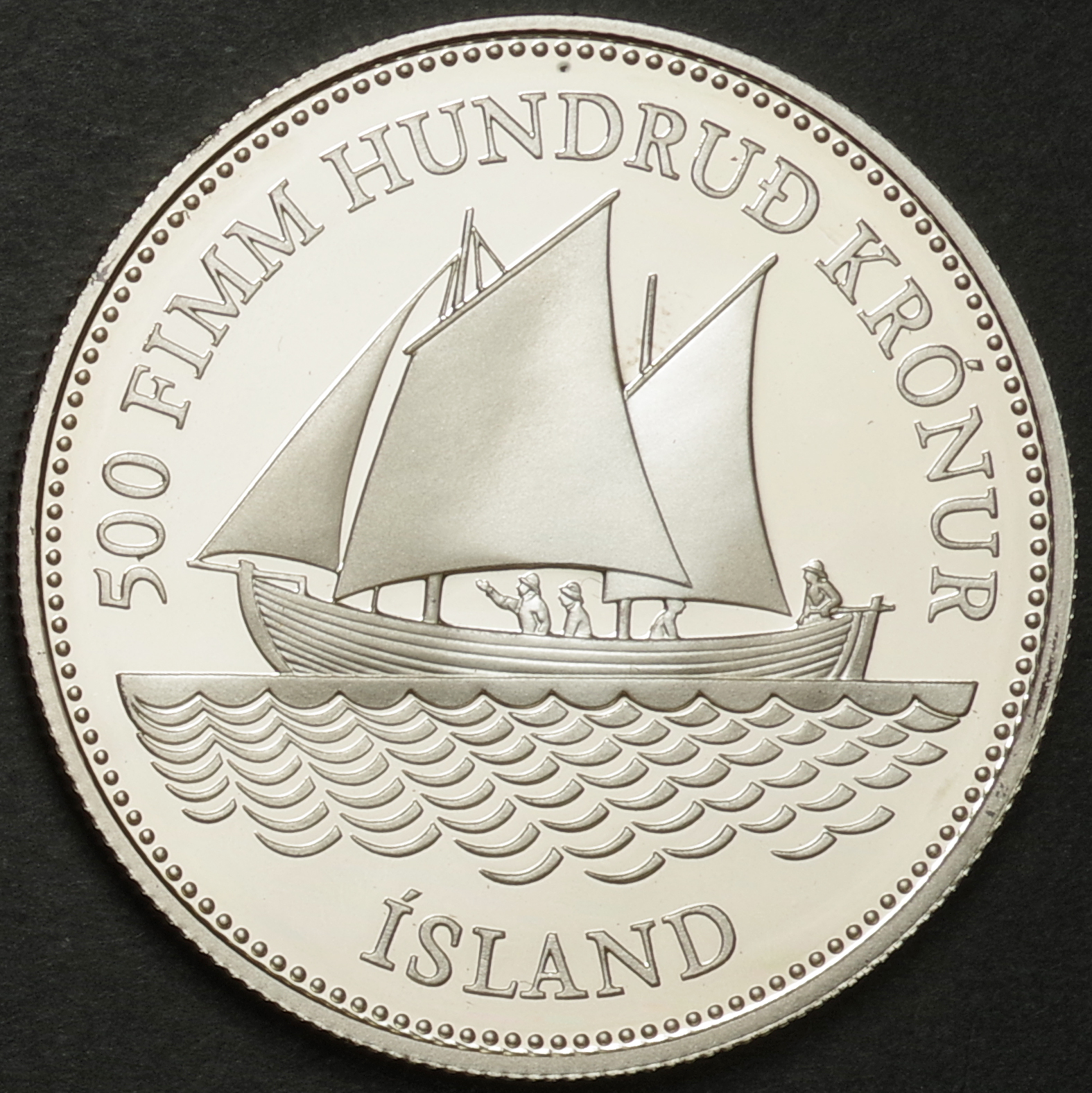 アイスランド/Iceland アイスランド紙幣発行100周年 500クローナー銀貨 プルーフ 1986年 KM30a | Taisei Auction