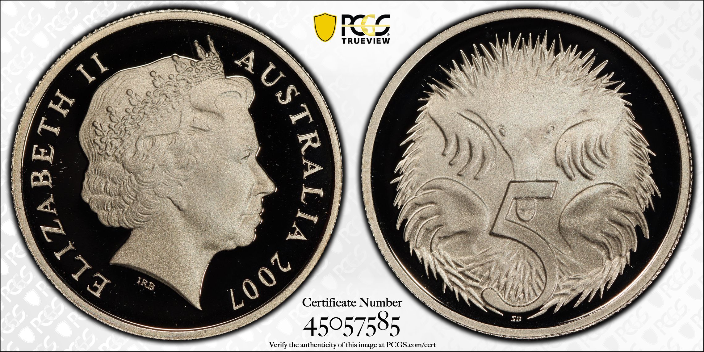 Elizabeth II, Five Cent, 2007, PCGS PR 70DCAM