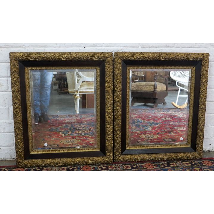 PAIR OF GILDED BEVELLED GLASS MIRRORS