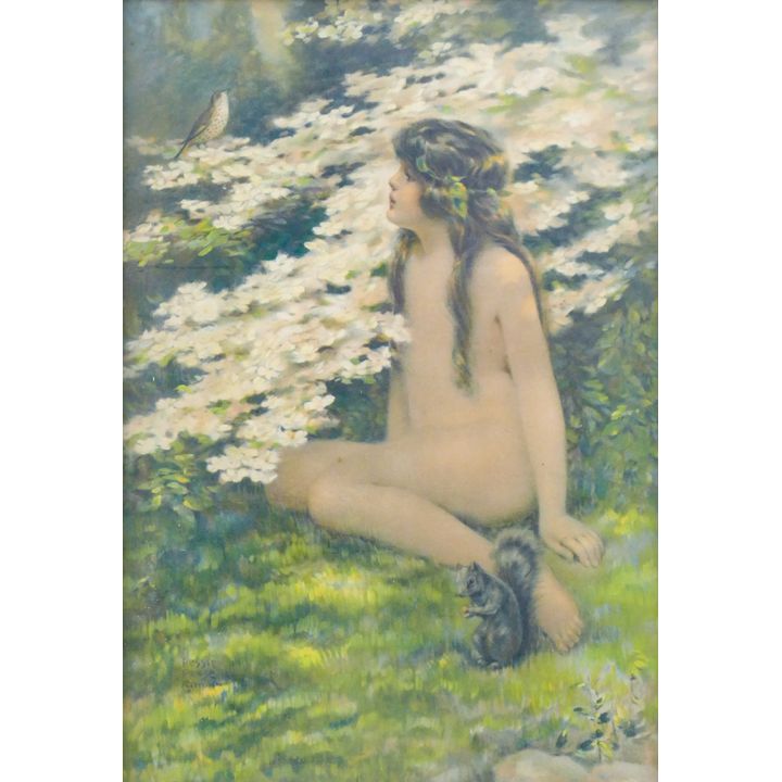 Bessie Pease Gutmann ''Girl in Meadow'' Lithograph 15.5'' x 11''