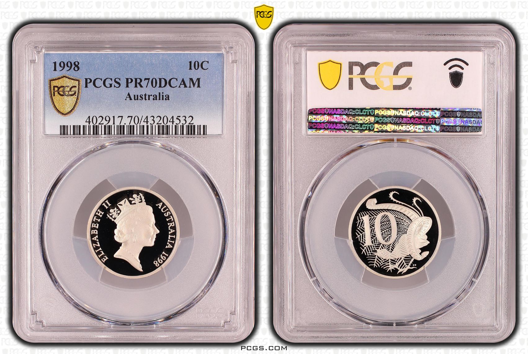 1998 Australia Ten Cent, 10c PCGS - PR70DCAM POP 24/0 -532