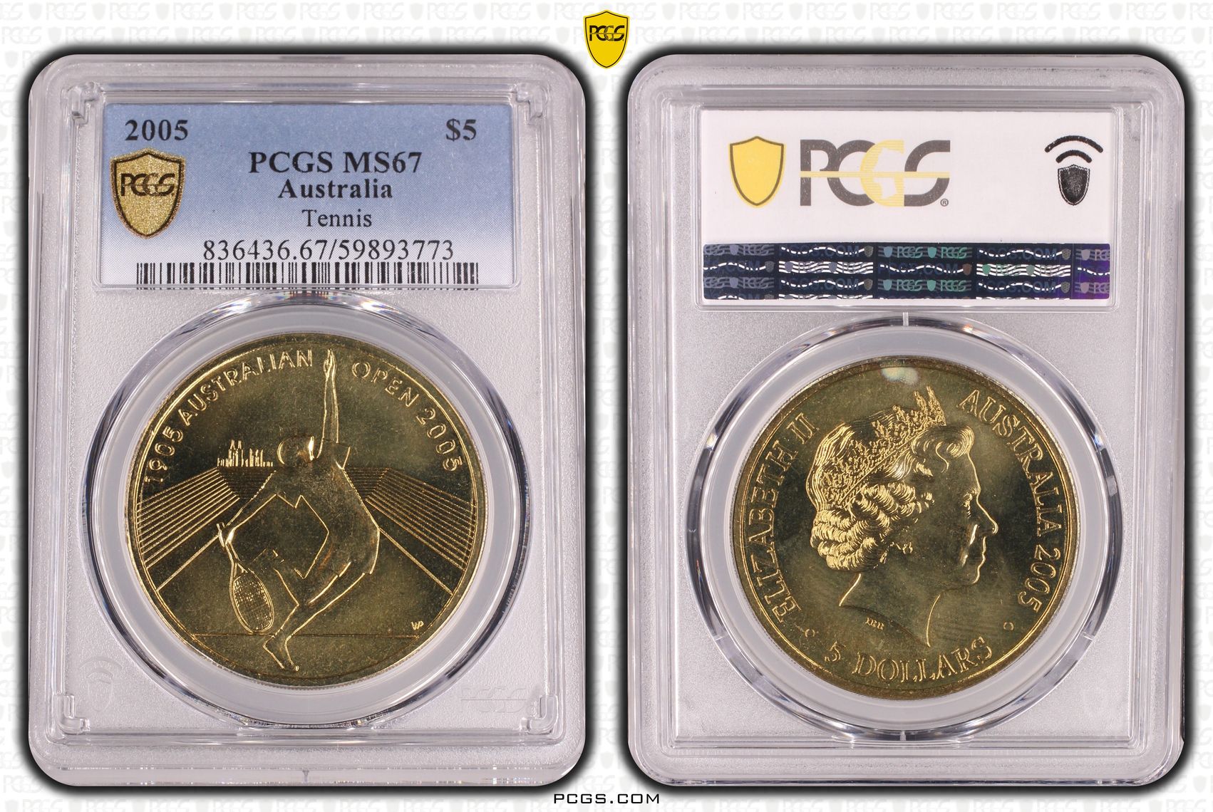 Tennis, Five Dollar, 2005, PCGS MS67