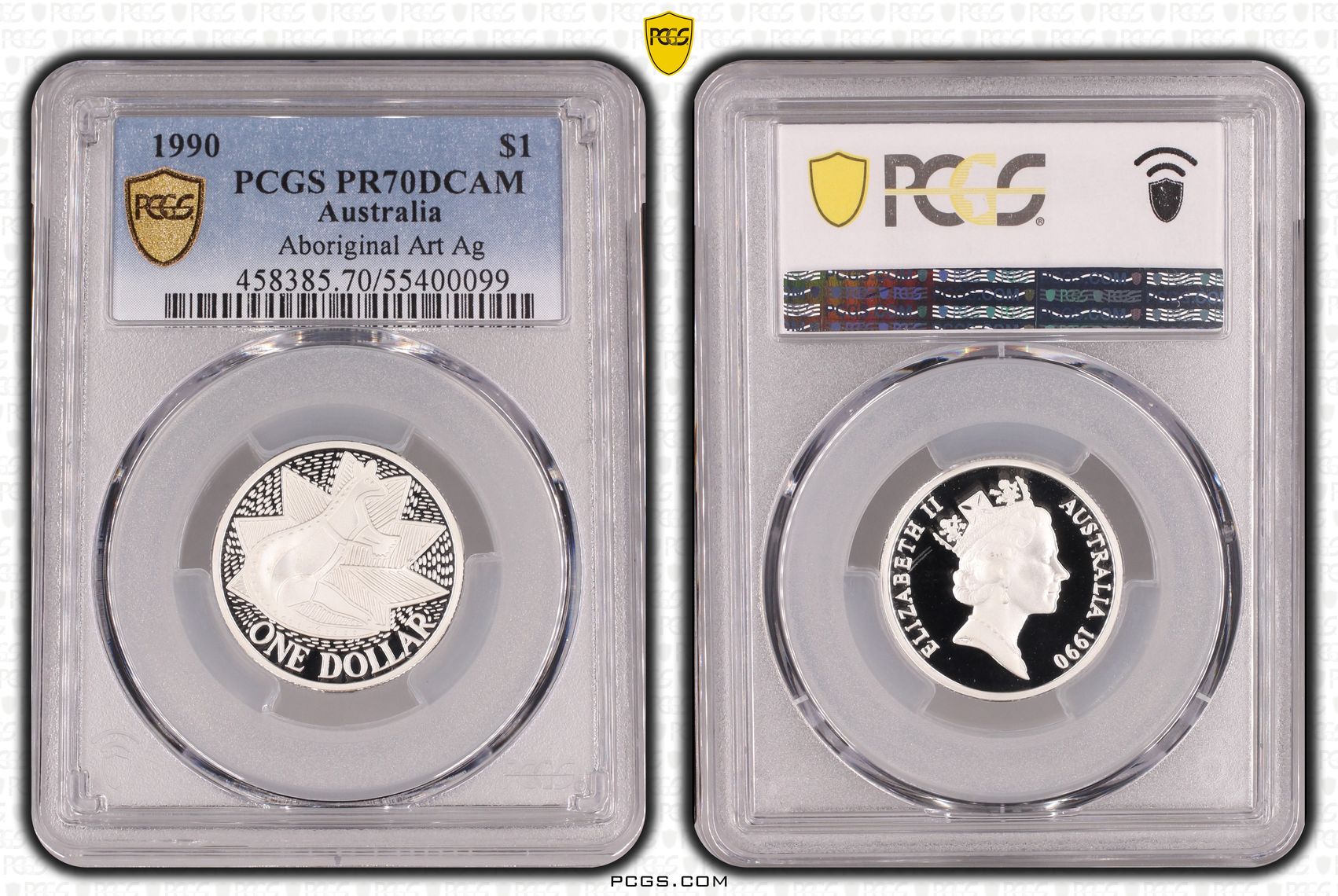 Aboriginal Art Silver, One Dollar, 1990, PCGS PR70DCAM