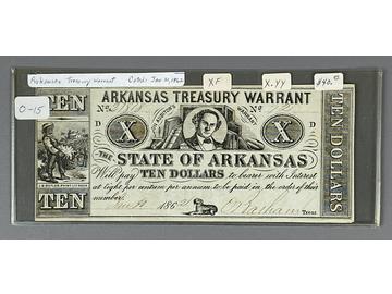 CONFEDERATE TREASURY WARRANT IN THE AMOUNT OF FIVE DOLLARS