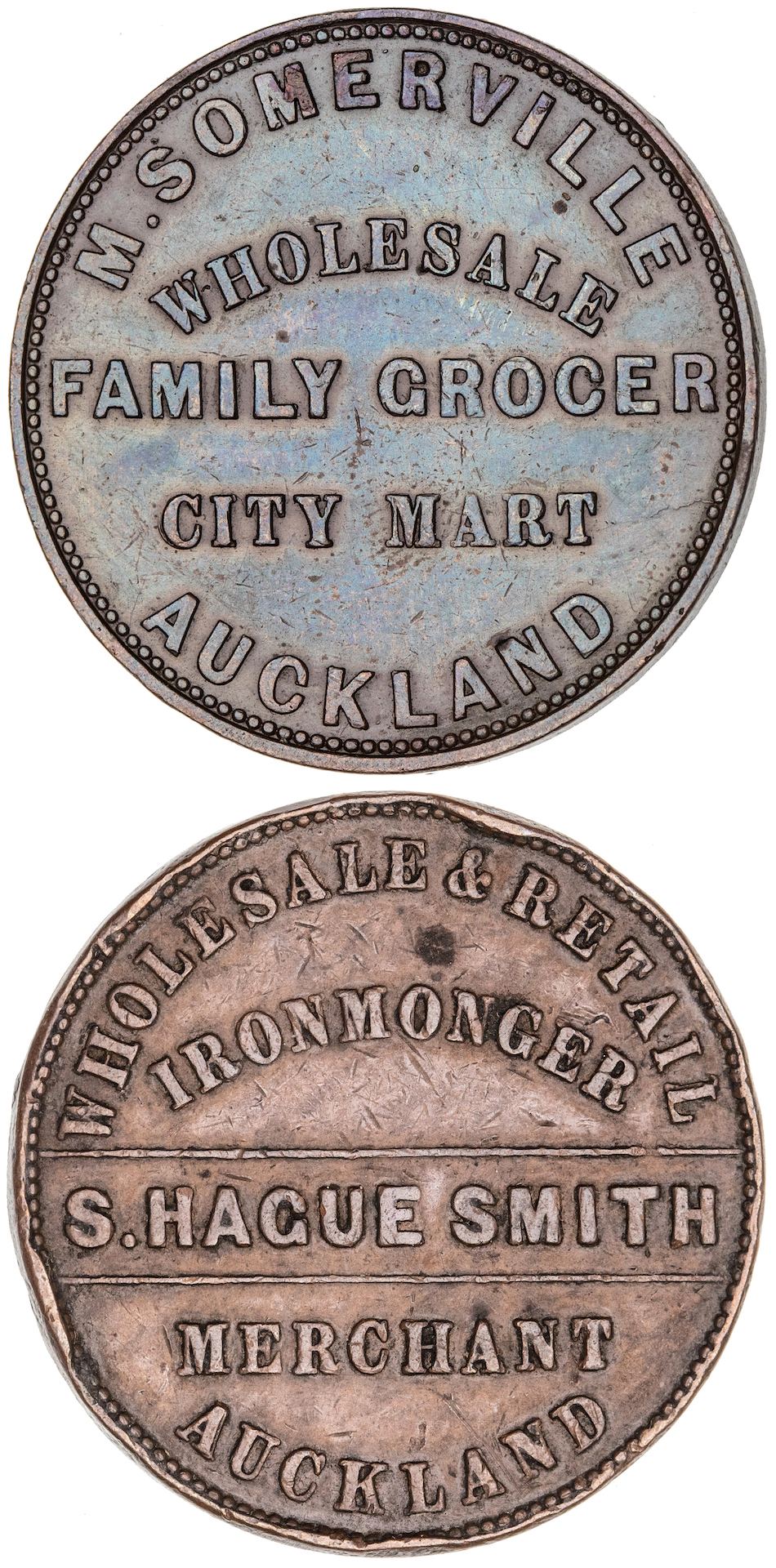 Auckland, New Zealand, M. Somerville, Penny, 1857, gVF