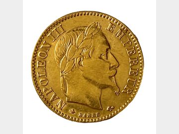 1865A FRENCH NAPOLEON III GOLD 10 FRANCS COIN