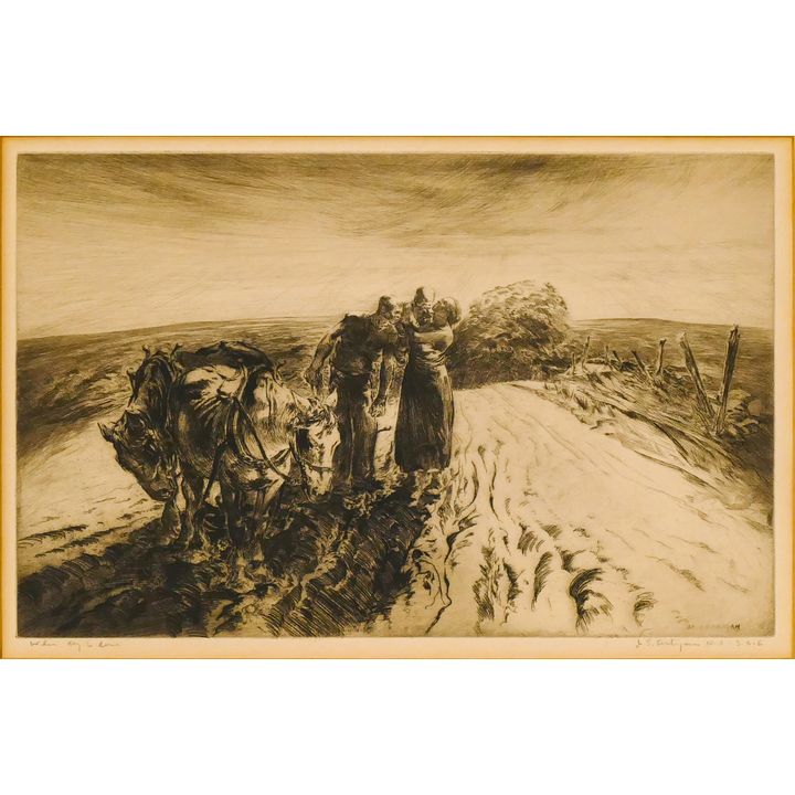 John Costigan ''When Day is Done'' (Farming) Signed Etching Matted 14''x18''