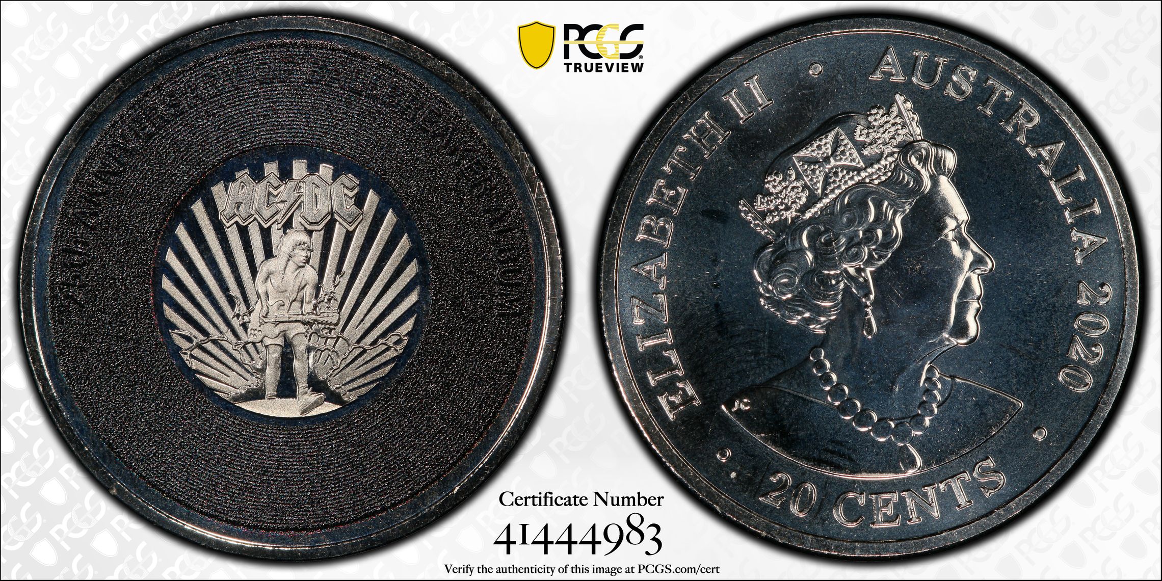 AC/DC- Ballbreaker 25th Anniversary, Twenty Cent, 2020, PCGS MS69