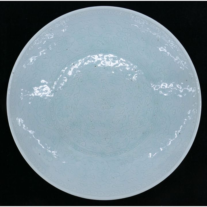 Chinese Qing Pale Celadon Decorated Charger