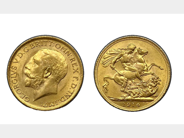 1914 GEORGE V LONDON MINT GOLD SOVEREIGN