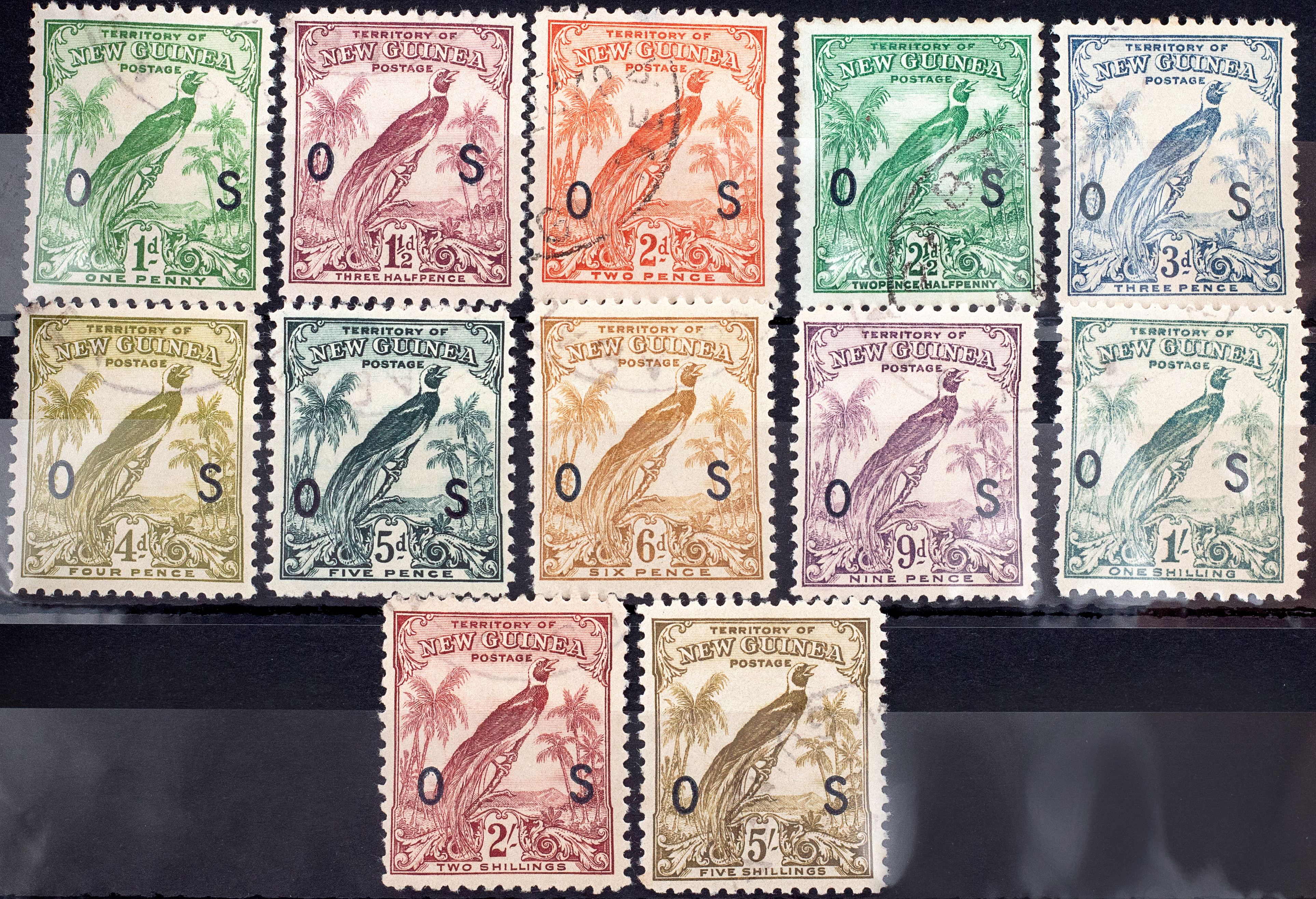 New Guinea, Undated Birds Official Overprint OS, 1932, Good