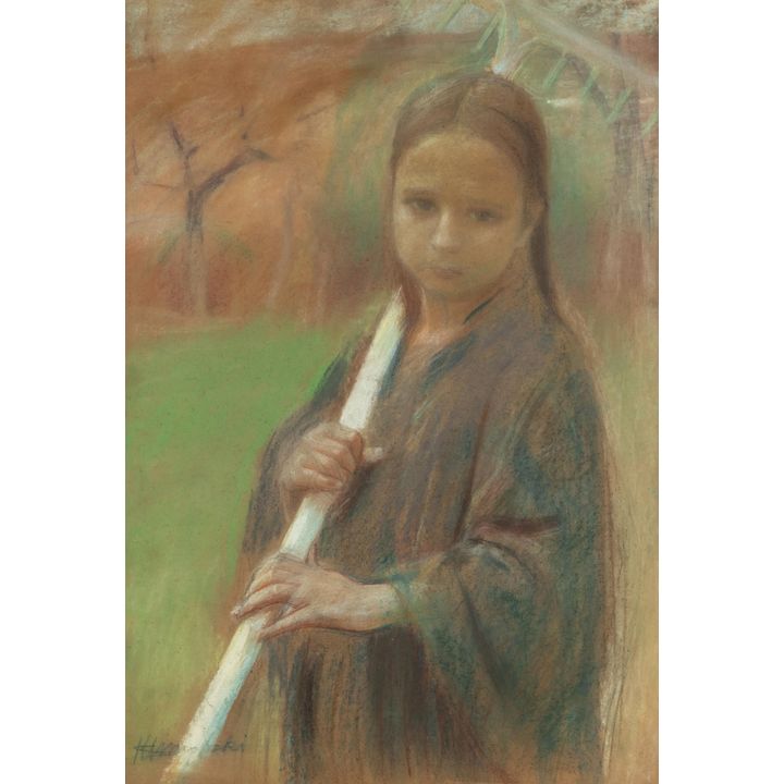 Stanisław Klimowski | Portret dziewczynki z grabiami