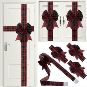 7 PIECES CHRISTMAS CABINET DOOR RIBBON BOW LARGE CHRISTMAS DOOR BOW CHRISTMAS CABINET FESTIVE RIBBONS CABINET BOWS CHRISTMAS TREE