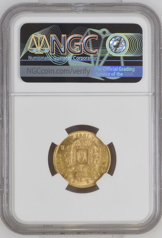France Napoleon III 1865 A Gold 20 Francs NGC AU 58 | The Coin
