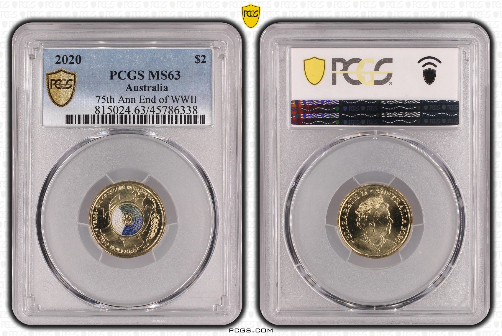Elizabeth II, 75th Ann End of WWII, Two Dollar, 2020, PCGS MS 63
