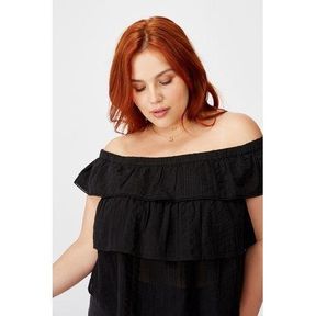 Women's Cotton On Curve Sunshine Off The Shoulder Top - Black - Black - UK 18 Women
