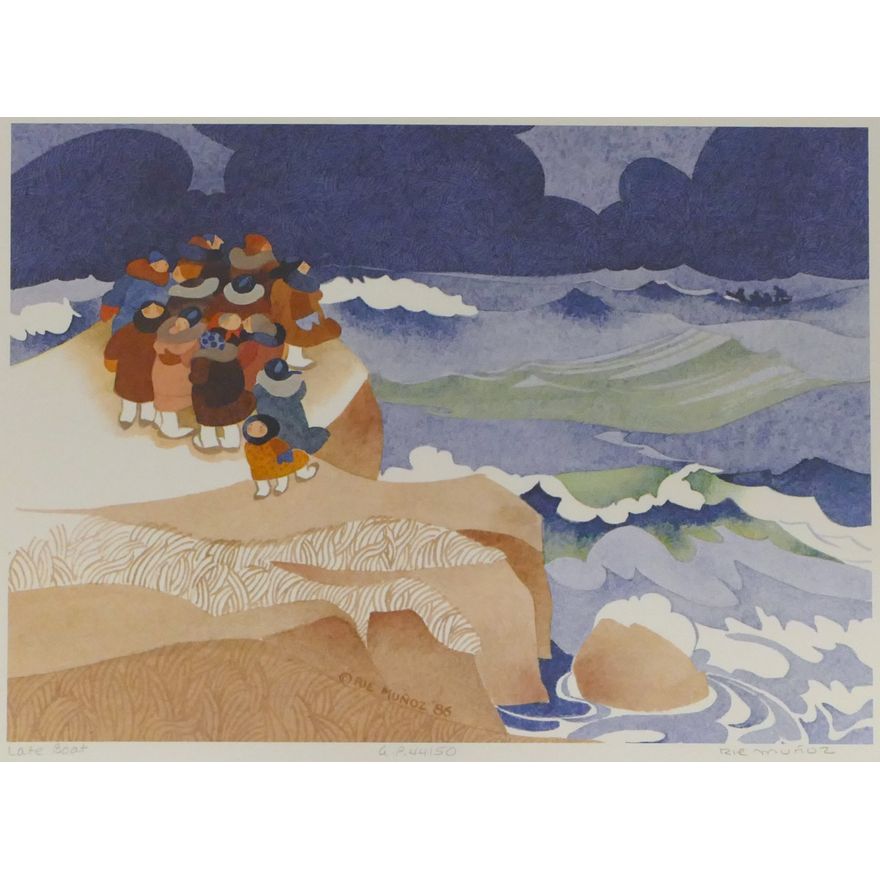 Rie Munoz 'Late Boat'' 1986 Signed Print 13.5'' x 17'' Sheet.