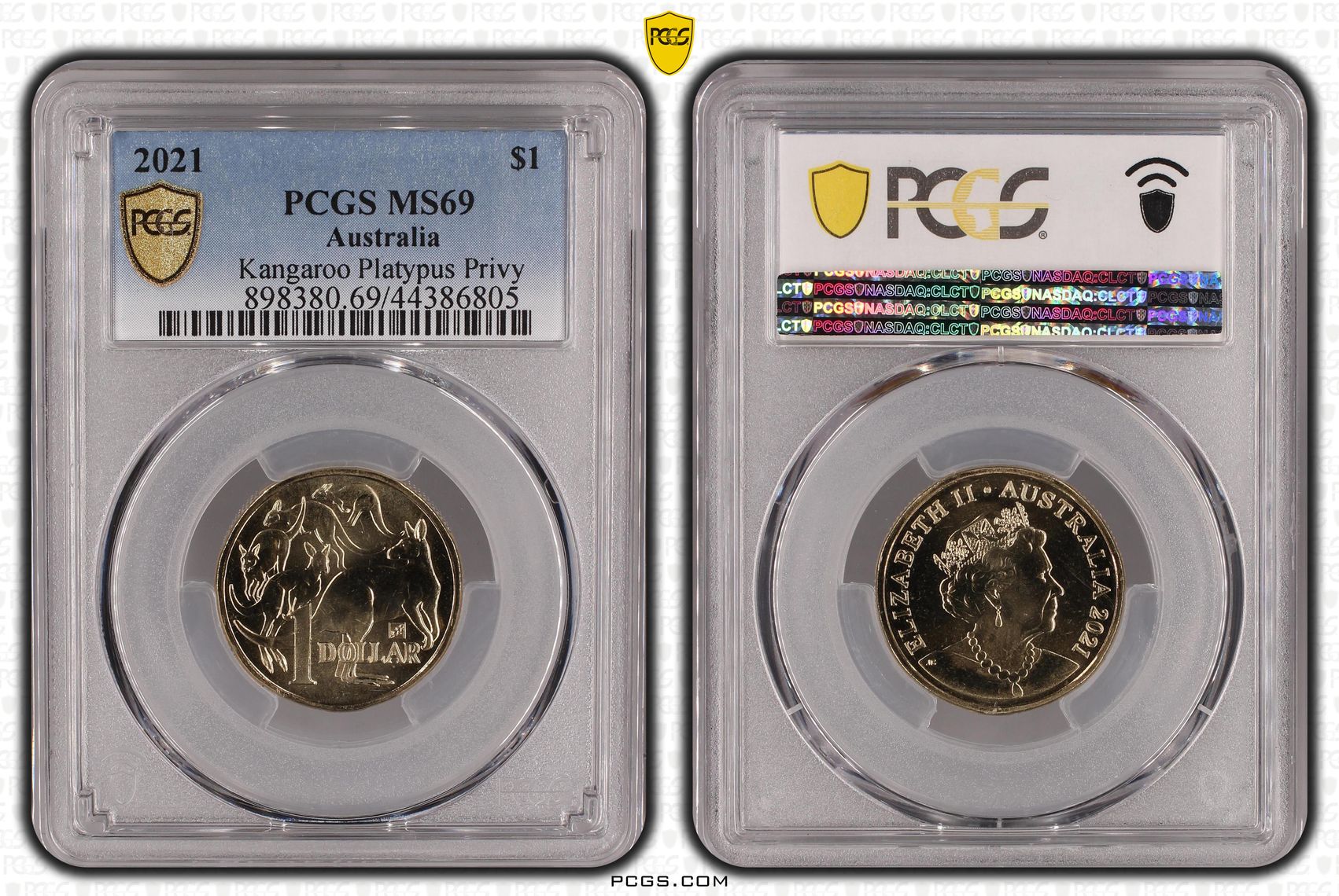 2021 Australia One Dollar, $1 Mob of Roos - Platypus Privy PCGS - MS69 POP 16/0 -805