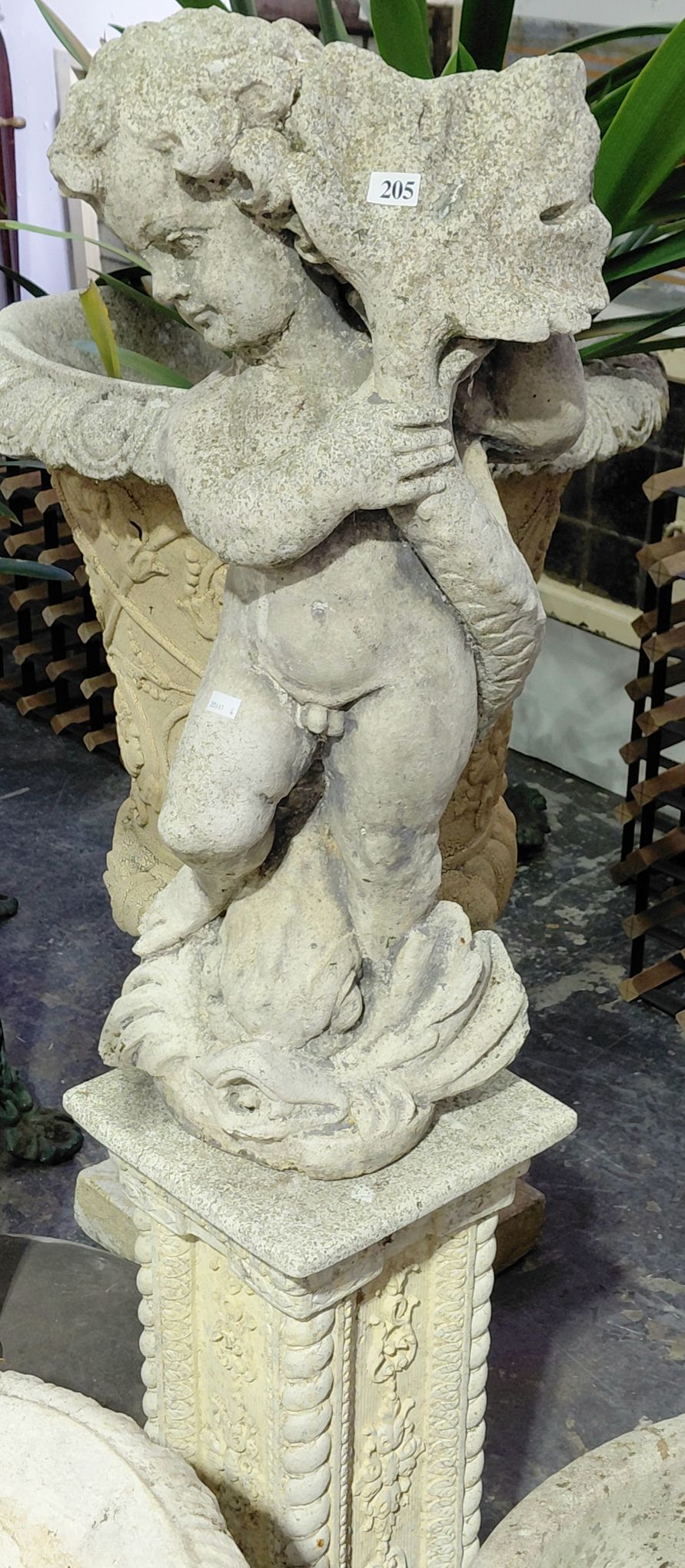 205 · CONCRETE CHERUB AND STAND